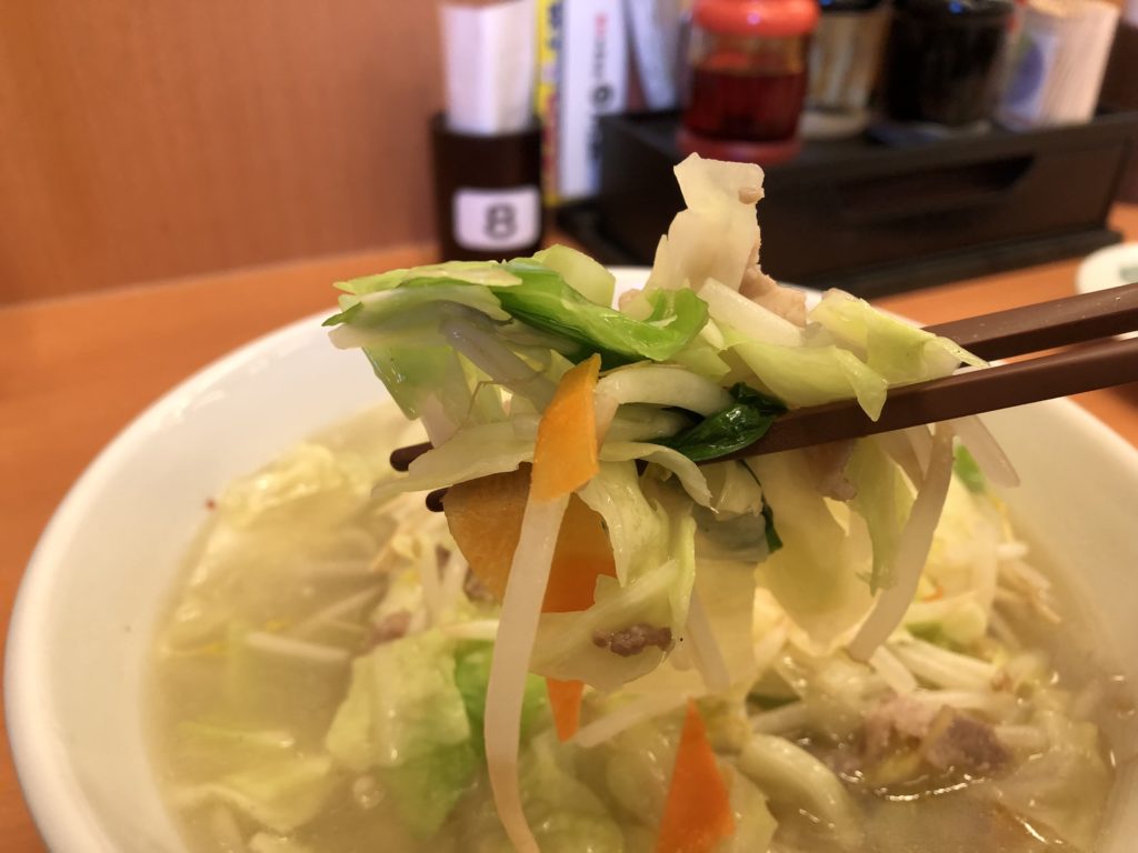 タンメンの野菜アップ写真
