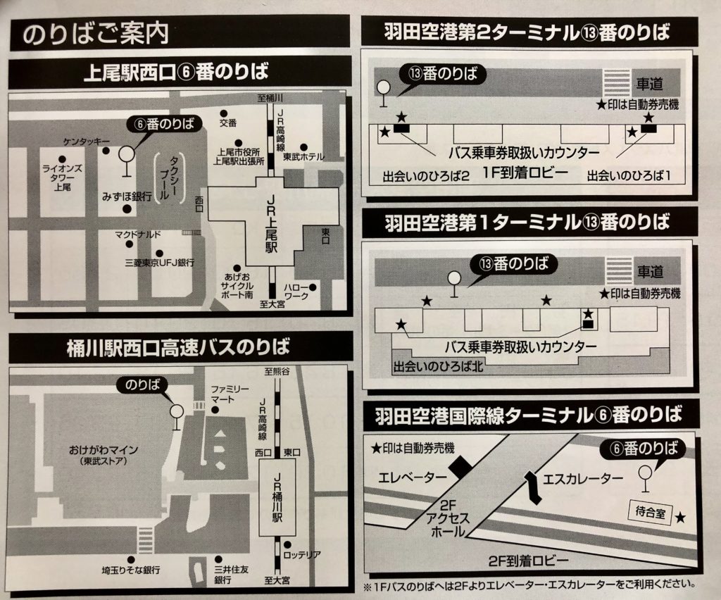 羽田空港バス直行便のバス乗り場の図
